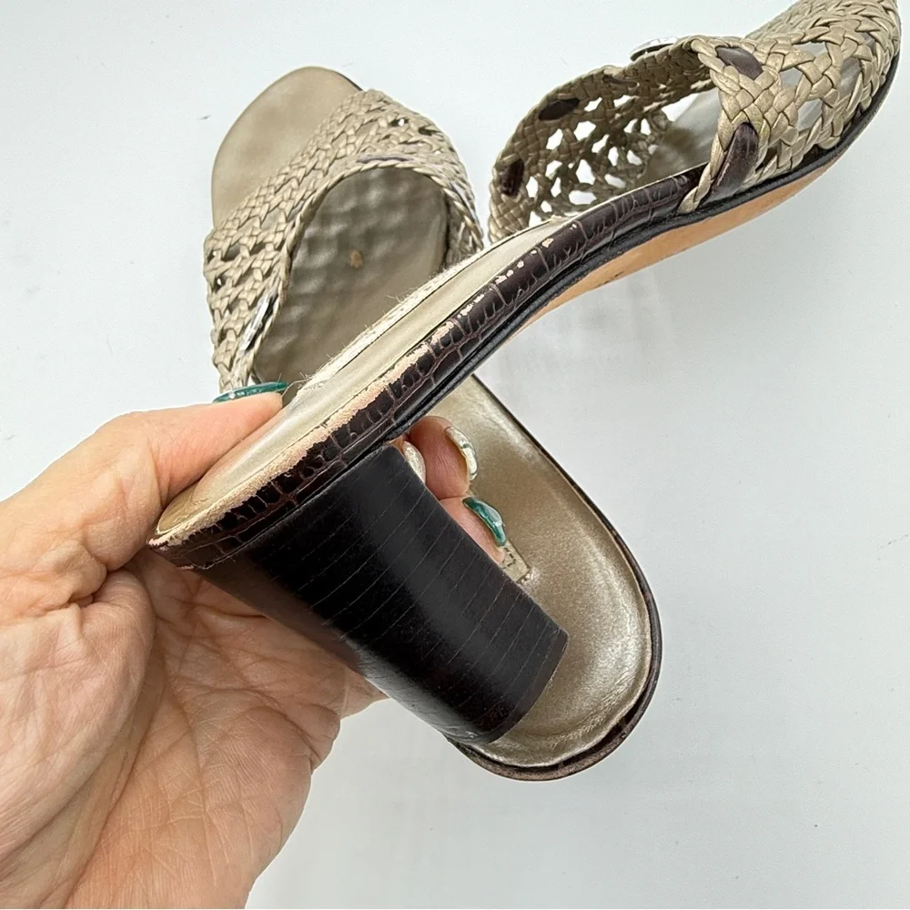 Brighton Tifany Gold Metallic Braided Leather Slide 2.5